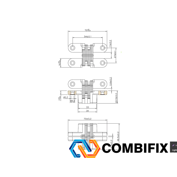 Петля прихована VICI SISO 70x16 мм матова нержавіюча сталь арт. 15.07.122-0