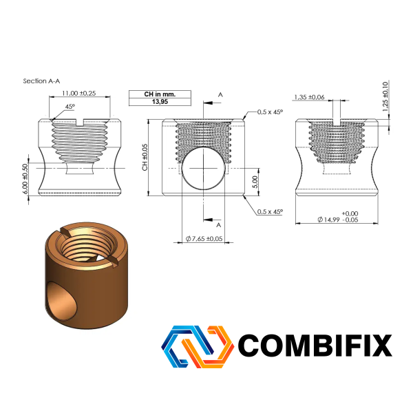 Комплект меблевої стяжки KD System S SISO d15 мм бронза арт. 11.03.516