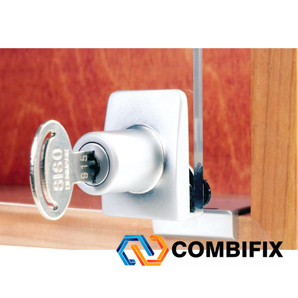Замок для скляних дверцят SISO Square, алюміній, MIC J11, для двостулкових дверцят, 14.09.521